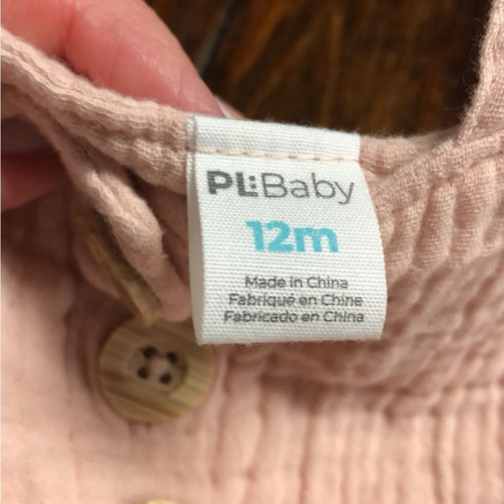 Blush Linen Baby Outfit – 3-Piece Set (Tank, Bloomers & Bow) 12M 👶💗